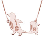 Personalized Interlocking Penguin Initials Necklace