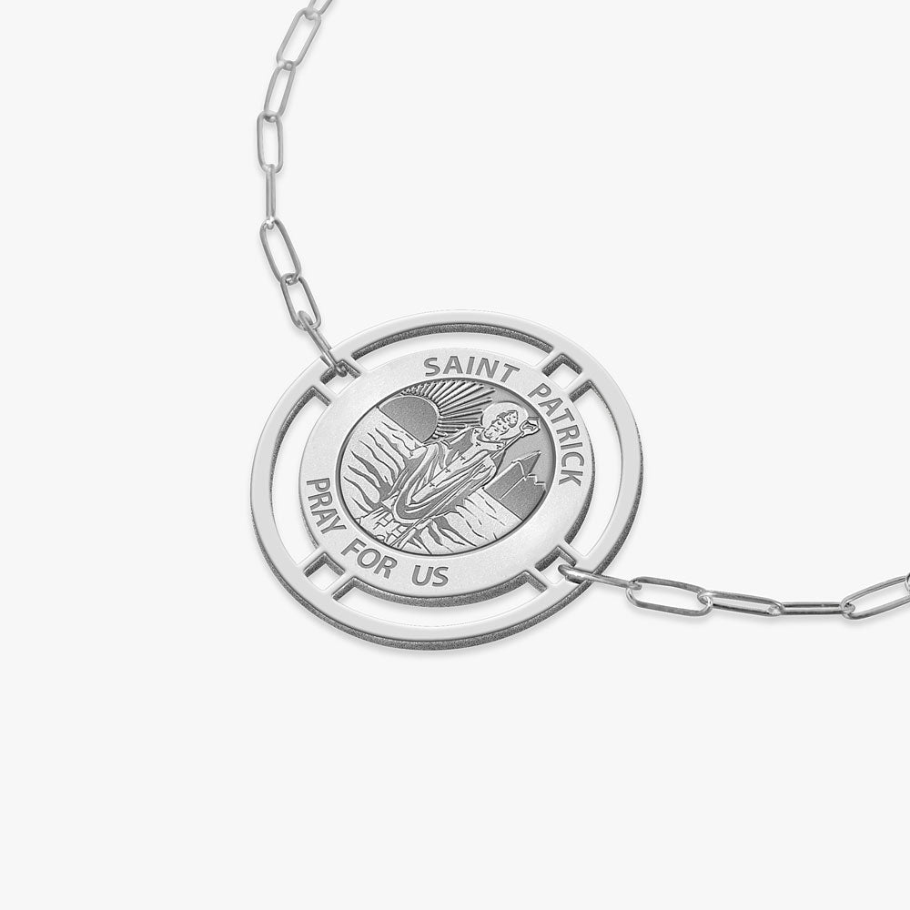 Round Saint Patrick with Open Border Paperclip Bracelet