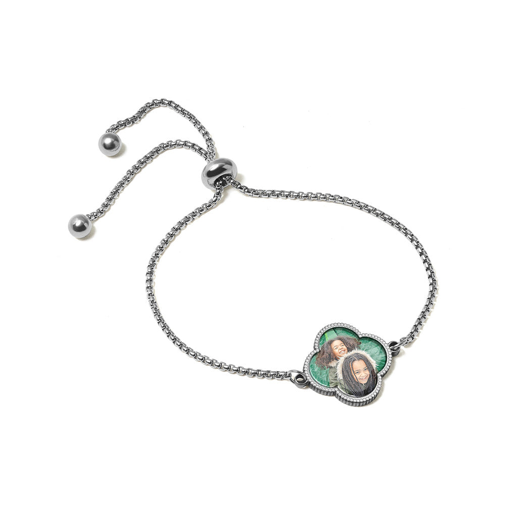 Adjustable Clover Photo Bracelet