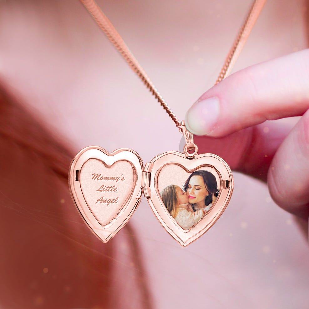 Rose Gold Plated Floral Heart Photo Locket