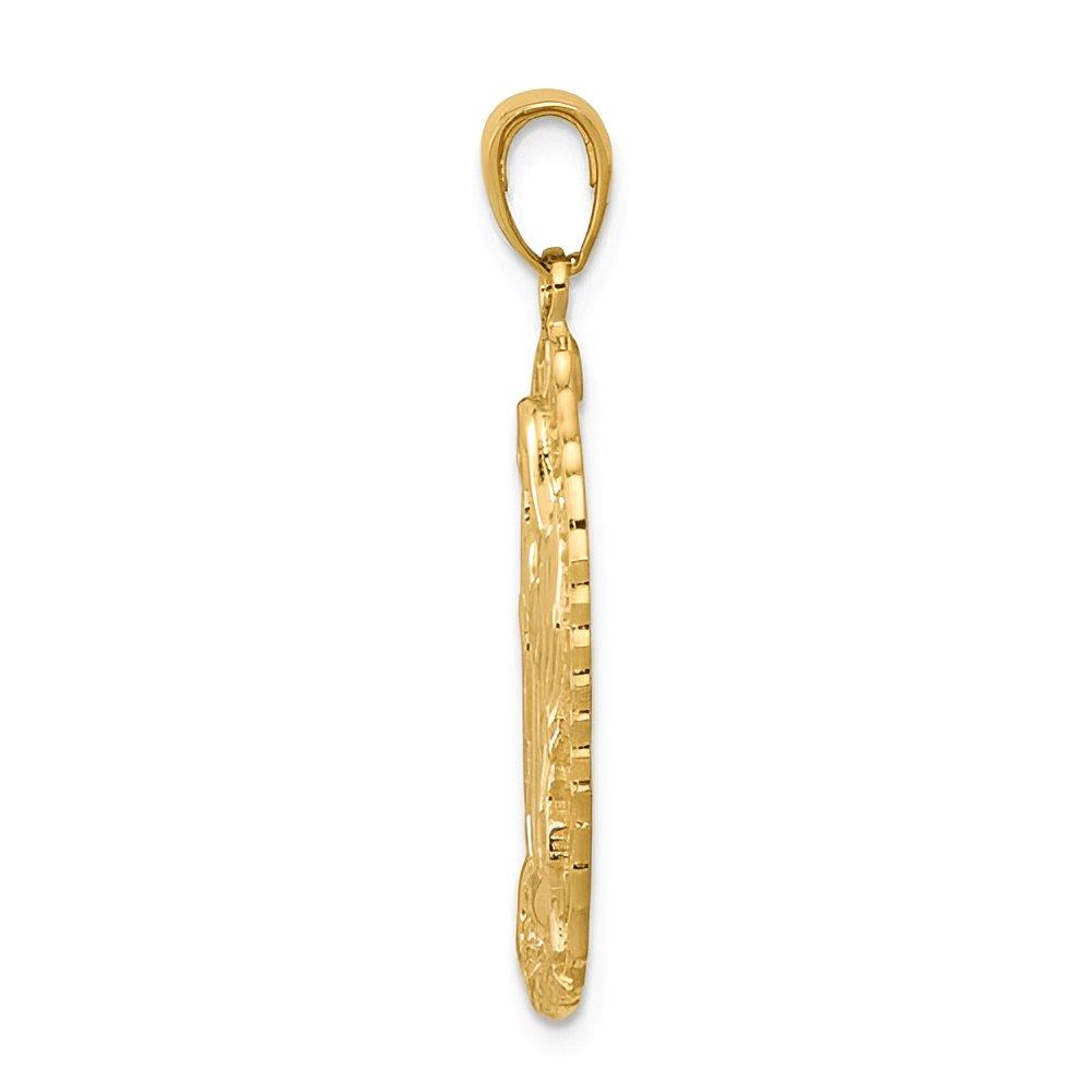 14K Yellow Gold Polished Our Lady Of Guadalupe Oval Disc Engraved Pendant
