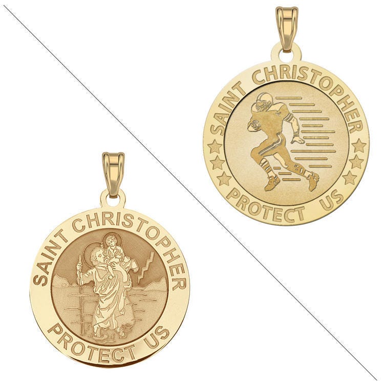 Football - Saint Christopher Doubledside Sports Religious Medal