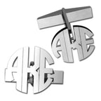Circle Cut-Out Monogram Block Cuff Links