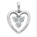 Personalized Sterling Silver Couple's Heart Pendant with Three CZ's