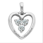Personalized Sterling Silver Couple's Heart Pendant with Three CZ's
