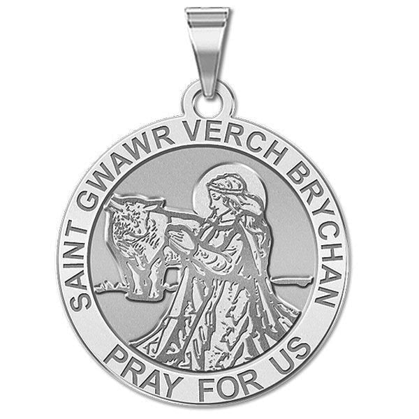 Saint Gwawr Verch Brychan Round Religious Medal