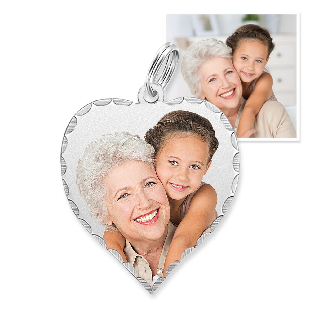 Petite Heart Diamond Cut Photo Pendant