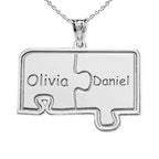 Personalized Family Two Piece Jigsaw Puzzle Pendant - 18 Inch Chain Included