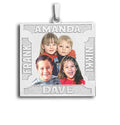 Square Photo Pendant with 4 Names Etched