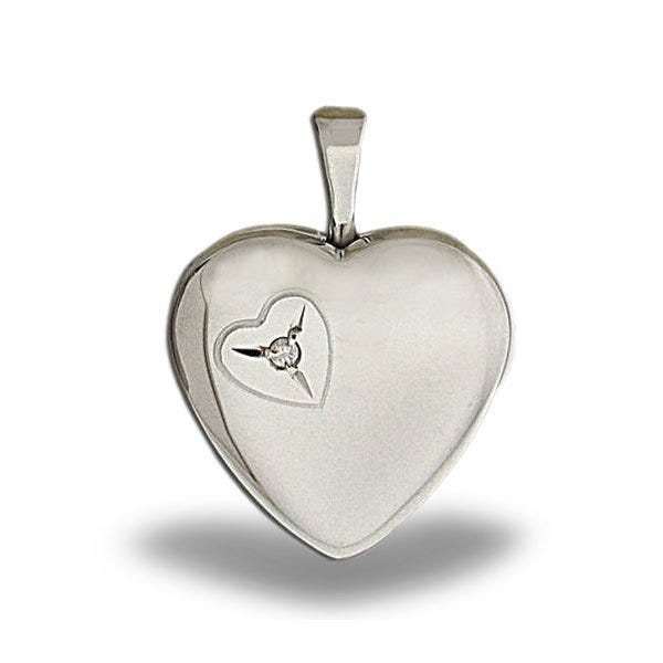 Cubic Zirconia Heart Photo Locket