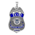 Personalized Ice Badge with Your Number, Your Rank, and Blue Enamel