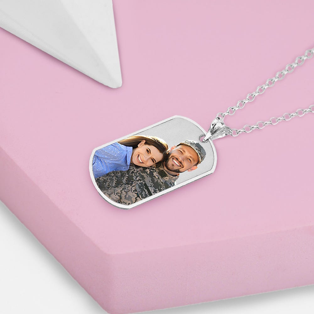 Photo Engraved Dog Tag With Border