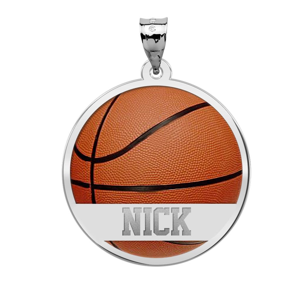 Color Enameled Basketball Pendant with Name
