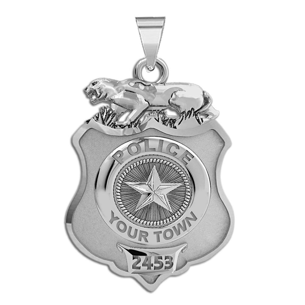 Personalized Texas with Panther Police Badge with Your Department and Number