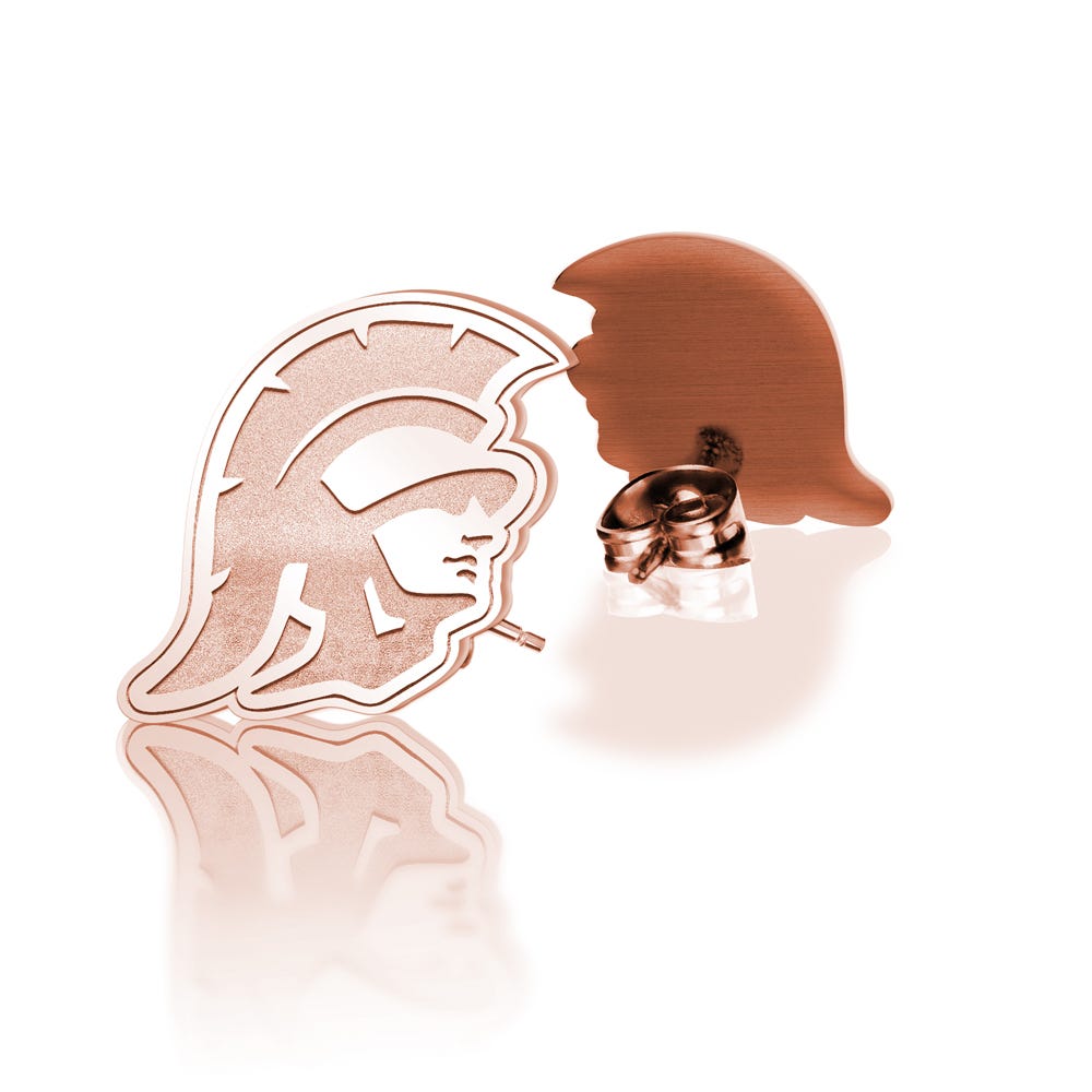 Pair of Usc Trojan Head Earrings
