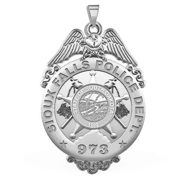Personalized South Dakota Sioux Falls Police Badge with Your Number & Department