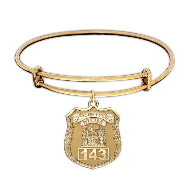Police Mom Personalized Police Badge with Officer's Number Expandable Bracelet