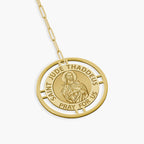 Round Saint Jude Medal with Open Border Necklace