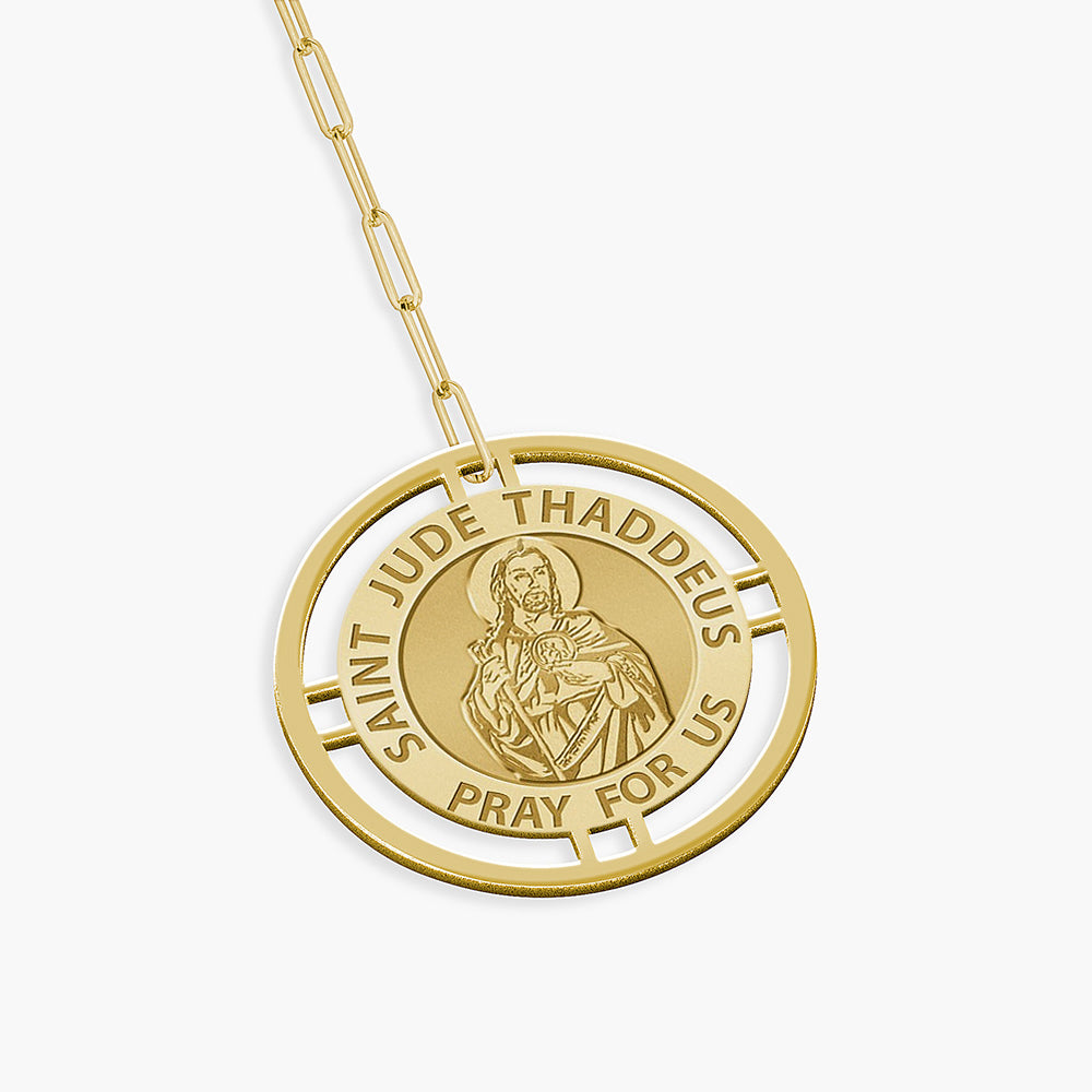 Round Saint Jude Medal with Open Border Necklace