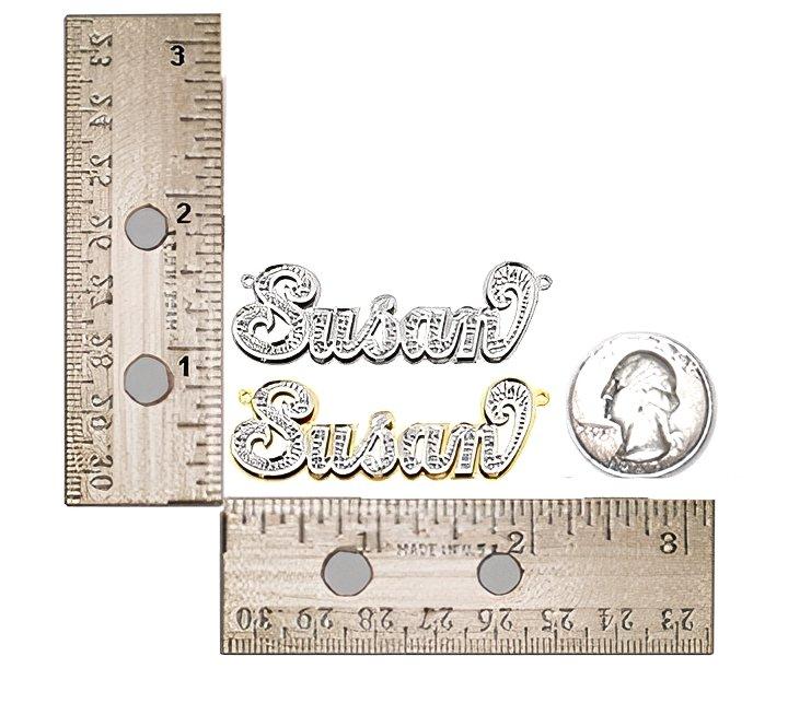 14K Yellow Gold Diamond Double Name Necklace with Box Chain