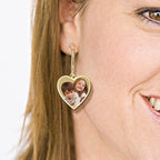 Heart Shaped Photo Pendant Kidney Wire Earrings