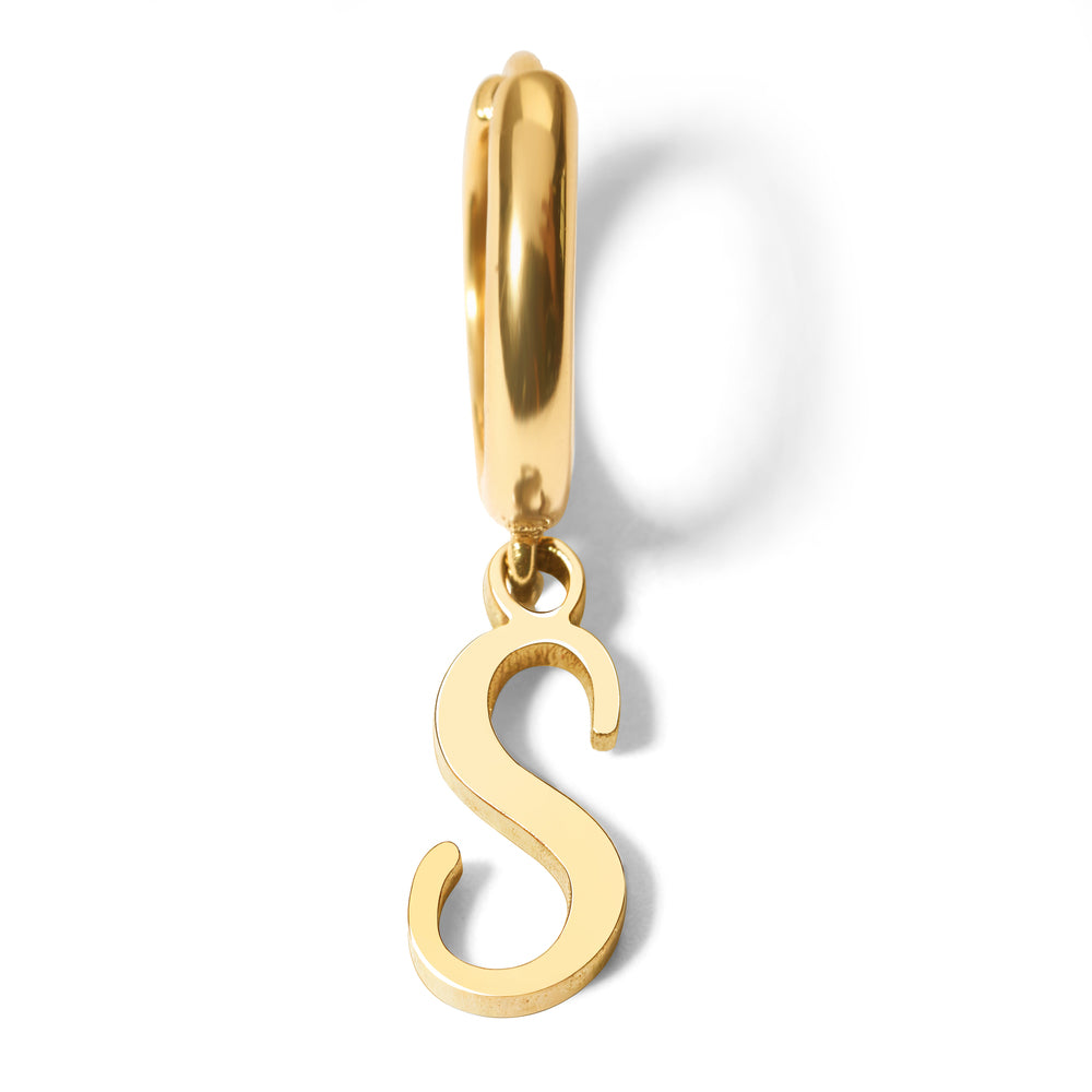 Pair of Initial Script Huggie Earrings
