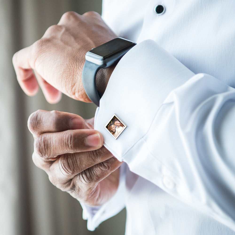 Square Stainless Steel Photo Cufflinks
