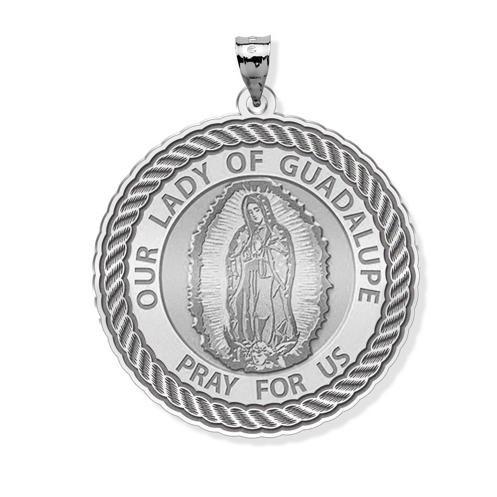Our Lady Of Guadalupe Round Rope Border Religious Medal