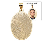 Custom Fingerprint Oval Charm or Pendant with Reverse Photo Option