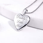 14K White Gold Daddy'S Little Girl Heart Photo Locket
