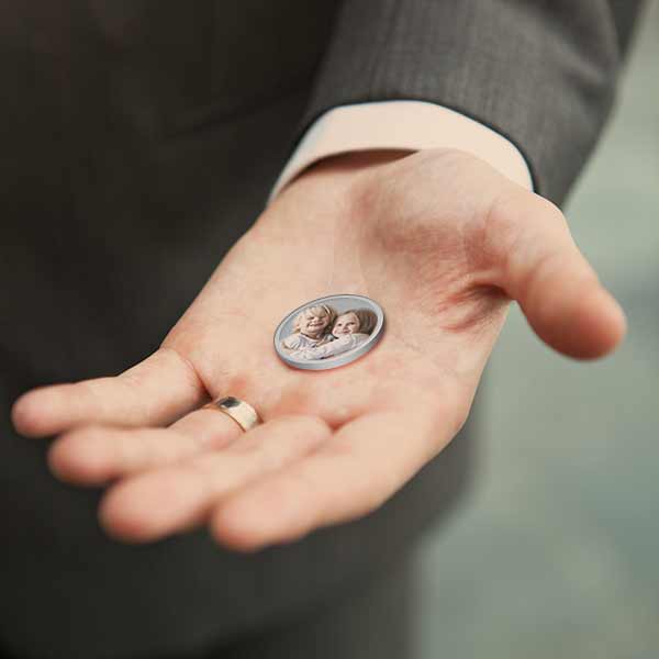 Stainless Steel Photo Engraved Round Disc Coin