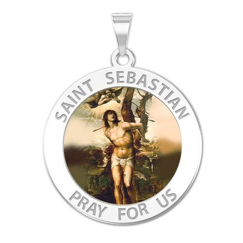 Saint Sebastian Religious Medal "Color