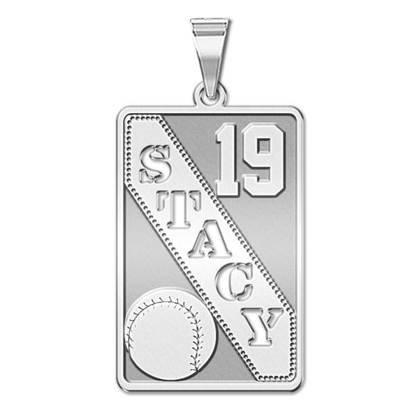 Personalized Softball Pendant with Cut-Out Name & Number