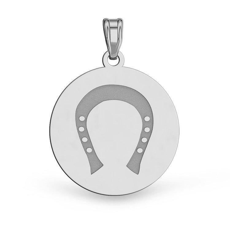 Horseshoe High Polished Round Horse Jewelry Pendant