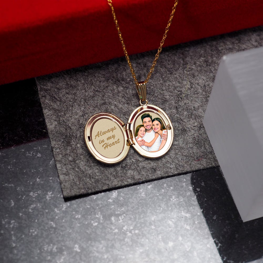14K Gold Filled Antiqued Floral Oval Photo Locket