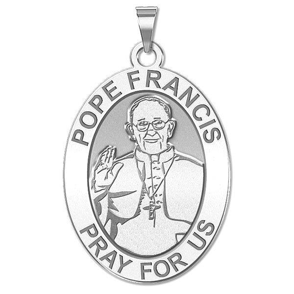 Pope Francis Religious Medal Oval Laser Engraved