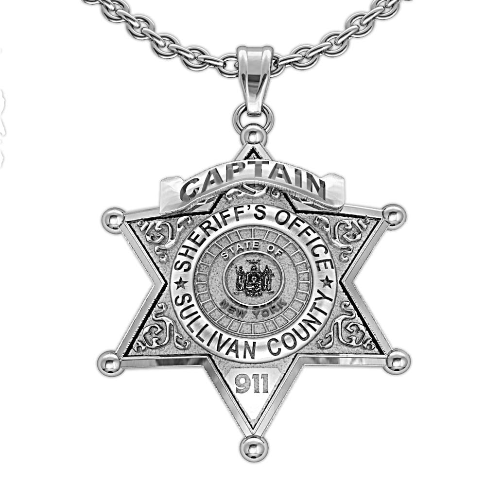 Personalized 6 Star Sheriff Badge with Number, Rank & Department