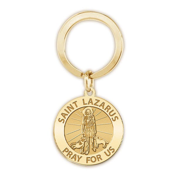 Saint Lazarus Religious Engravable Keychain