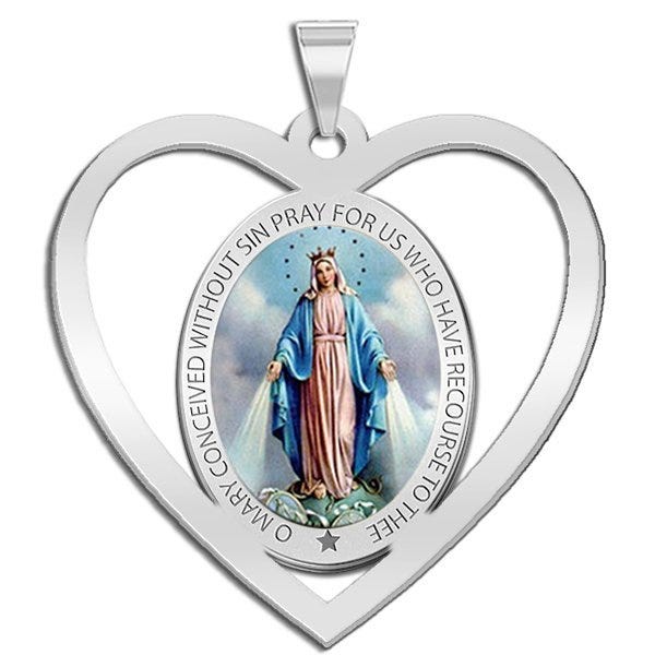 Miraculous Medal Heart Shaped Color Cut-Out