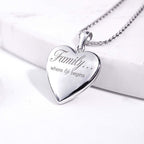 14K White Gold "Family Love" Heart Photo Locket