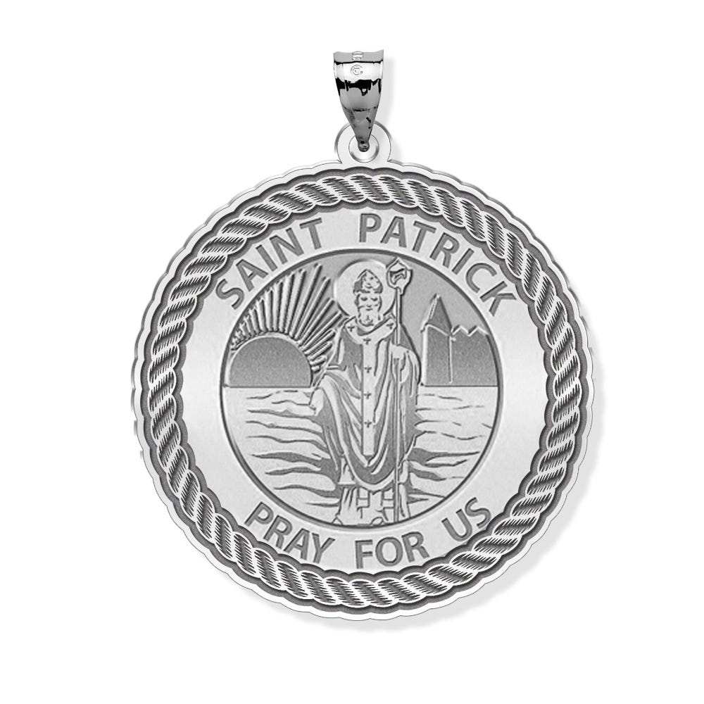 Saint Patrick Round Rope Border Religious Medal