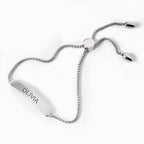 Custom Engraved Sterling Silver Curb Link ID Adjustable Bracelet