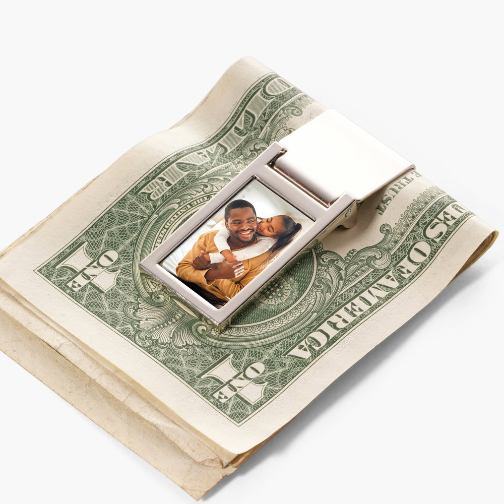 Stainless Steel Rectangular Photo Engraved Money Clip