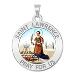 Saint Lawrence of Rome Round Religious Medal Color