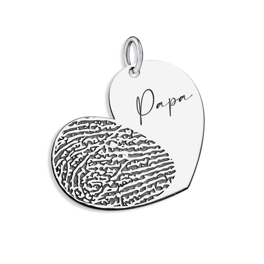 Personalized Fingerprint Dangle Heart Pendant w/ Name