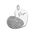 Personalized Fingerprint Dangle Heart Pendant w/ Name
