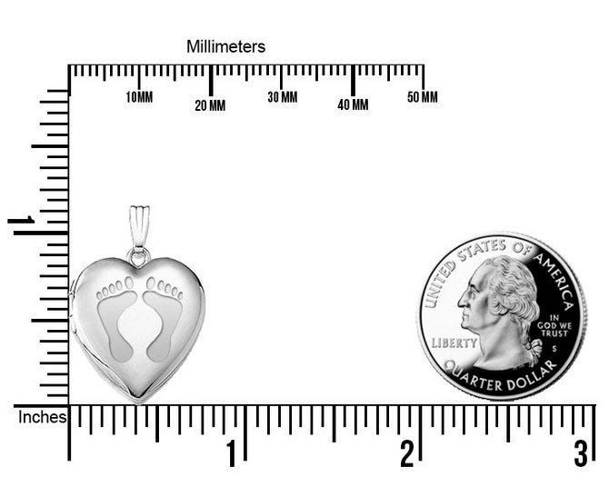 Baby Footprints Heart Photo Locket