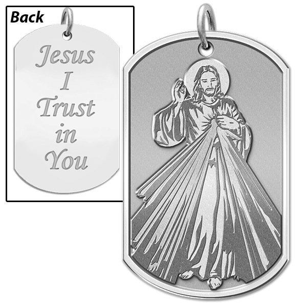Divine Mercy Double Sided Dog Tag Religious Medal