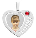 Heart with One and Birthstone One Name Pierced