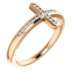 1/10 Ctw Diamond Sideways Cross Ring